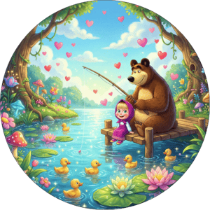 CAPA PAINEL REDONDO MASHA E O URSO | TECIDO PREMIUM  | VÁRIOS MODELOS - 1.50X1.50M E 50X50CM