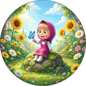 CAPA PAINEL REDONDO MASHA E O URSO | TECIDO PREMIUM  | VÁRIOS MODELOS - 1.50X1.50M E 50X50CM