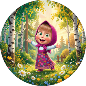 CAPA PAINEL REDONDO MASHA E O URSO | TECIDO PREMIUM  | VÁRIOS MODELOS - 1.50X1.50M E 50X50CM