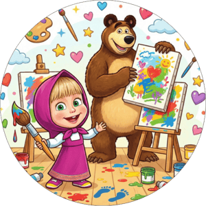 CAPA PAINEL REDONDO MASHA E O URSO | TECIDO PREMIUM  | VÁRIOS MODELOS - 1.50X1.50M E 50X50CM