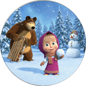 CAPA PAINEL REDONDO MASHA E O URSO | TECIDO PREMIUM  | VÁRIOS MODELOS - 1.50X1.50M E 50X50CM