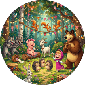 CAPA PAINEL REDONDO MASHA E O URSO | TECIDO PREMIUM  | VÁRIOS MODELOS - 1.50X1.50M E 50X50CM