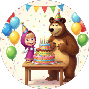 CAPA PAINEL REDONDO MASHA E O URSO | TECIDO PREMIUM  | VÁRIOS MODELOS - 1.50X1.50M E 50X50CM