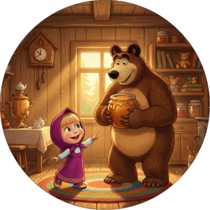 CAPA PAINEL REDONDO MASHA E O URSO | TECIDO PREMIUM  | VÁRIOS MODELOS - 1.50X1.50M E 50X50CM