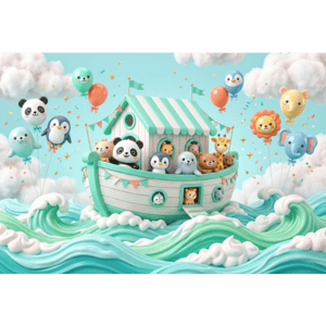 CAPA PAINEL FUNDO FOTOGRÁFICO ARCA DE NOÉ | TECIDO PREMIUM  | VÁRIOS MODELOS - 1.50X1.50M E 50X50CM