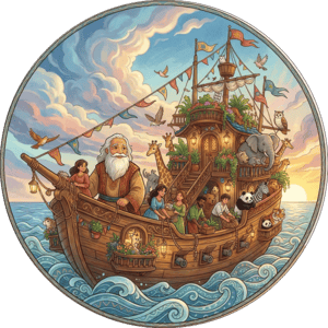 CAPA PAINEL REDONDO ARCA DE NOÉ | TECIDO PREMIUM  | VÁRIOS MODELOS - 1.50X1.50M E 50X50CM