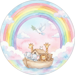 CAPA PAINEL REDONDO ARCA DE NOÉ | TECIDO PREMIUM  | VÁRIOS MODELOS - 1.50X1.50M E 50X50CM