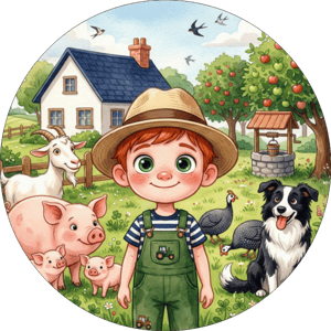 CAPA PAINEL REDONDO FAZENDINHA MENINO  | TECIDO PREMIUM  | VÁRIOS MODELOS - 1.50X1.50M E 50X50CM