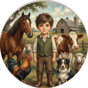 CAPA PAINEL REDONDO FAZENDINHA MENINO  | TECIDO PREMIUM  | VÁRIOS MODELOS - 1.50X1.50M E 50X50CM