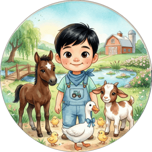 CAPA PAINEL REDONDO FAZENDINHA MENINO  | TECIDO PREMIUM  | VÁRIOS MODELOS - 1.50X1.50M E 50X50CM