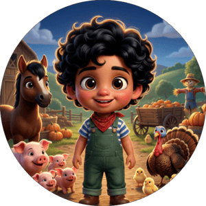 CAPA PAINEL REDONDO FAZENDINHA MENINO  | TECIDO PREMIUM  | VÁRIOS MODELOS - 1.50X1.50M E 50X50CM