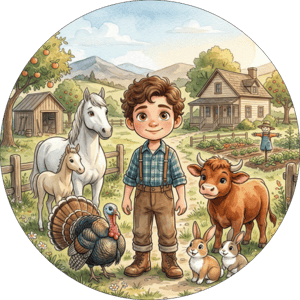 CAPA PAINEL REDONDO FAZENDINHA MENINO  | TECIDO PREMIUM  | VÁRIOS MODELOS - 1.50X1.50M E 50X50CM