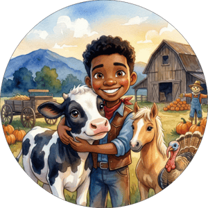 CAPA PAINEL REDONDO FAZENDINHA MENINO  | TECIDO PREMIUM  | VÁRIOS MODELOS - 1.50X1.50M E 50X50CM