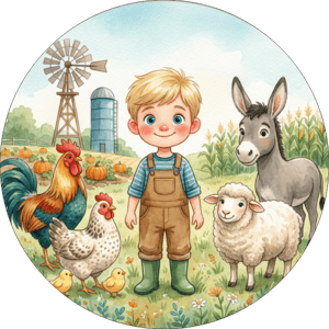 CAPA PAINEL REDONDO FAZENDINHA MENINO  | TECIDO PREMIUM  | VÁRIOS MODELOS - 1.50X1.50M E 50X50CM