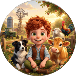 CAPA PAINEL REDONDO FAZENDINHA MENINO  | TECIDO PREMIUM  | VÁRIOS MODELOS - 1.50X1.50M E 50X50CM