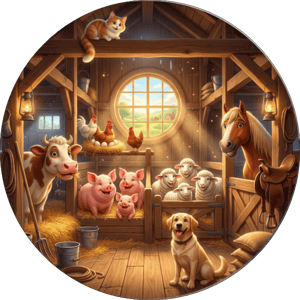 CAPA PAINEL REDONDO FAZENDINHA | TECIDO PREMIUM  | VÁRIOS MODELOS - 1.50X1.50M E 50X50CM