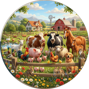 CAPA PAINEL REDONDO FAZENDINHA | TECIDO PREMIUM  | VÁRIOS MODELOS - 1.50X1.50M E 50X50CM