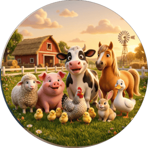 CAPA PAINEL REDONDO FAZENDINHA | TECIDO PREMIUM  | VÁRIOS MODELOS - 1.50X1.50M E 50X50CM