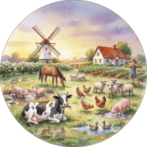 CAPA PAINEL REDONDO FAZENDINHA | TECIDO PREMIUM  | VÁRIOS MODELOS - 1.50X1.50M E 50X50CM