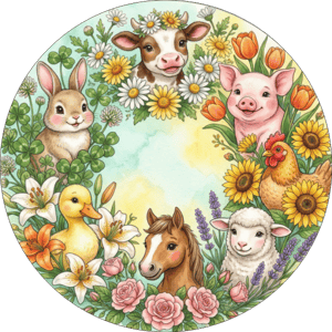 CAPA PAINEL REDONDO FAZENDINHA | TECIDO PREMIUM  | VÁRIOS MODELOS - 1.50X1.50M E 50X50CM