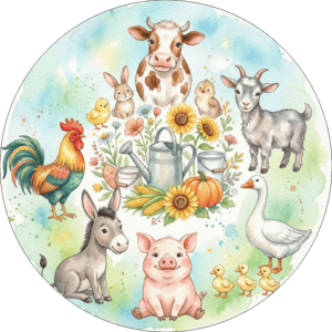 CAPA PAINEL REDONDO FAZENDINHA | TECIDO PREMIUM  | VÁRIOS MODELOS - 1.50X1.50M E 50X50CM