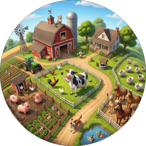 CAPA PAINEL REDONDO FAZENDINHA | TECIDO PREMIUM  | VÁRIOS MODELOS - 1.50X1.50M E 50X50CM