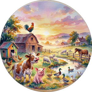 CAPA PAINEL REDONDO FAZENDINHA | TECIDO PREMIUM  | VÁRIOS MODELOS - 1.50X1.50M E 50X50CM