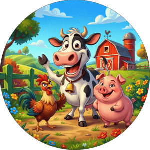 CAPA PAINEL REDONDO FAZENDINHA MENINO  | TECIDO PREMIUM  | VÁRIOS MODELOS - 1.50X1.50M E 50X50CM