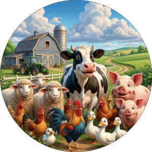 CAPA PAINEL REDONDO FAZENDINHA MENINO  | TECIDO PREMIUM  | VÁRIOS MODELOS - 1.50X1.50M E 50X50CM