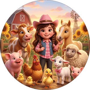 CAPA PAINEL REDONDO FAZENDINHA | TECIDO PREMIUM  | VÁRIOS MODELOS - 1.50X1.50M E 50X50CM