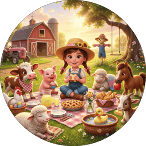 CAPA PAINEL REDONDO FAZENDINHA | TECIDO PREMIUM  | VÁRIOS MODELOS - 1.50X1.50M E 50X50CM