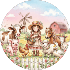 CAPA PAINEL REDONDO FAZENDINHA | TECIDO PREMIUM  | VÁRIOS MODELOS - 1.50X1.50M E 50X50CM