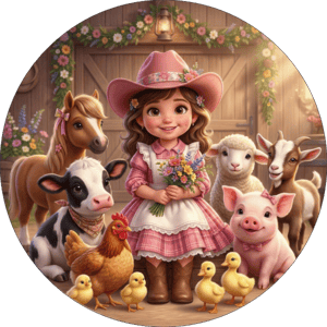 CAPA PAINEL REDONDO FAZENDINHA | TECIDO PREMIUM  | VÁRIOS MODELOS - 1.50X1.50M E 50X50CM