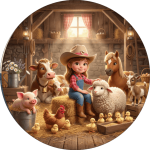 CAPA PAINEL REDONDO FAZENDINHA | TECIDO PREMIUM  | VÁRIOS MODELOS - 1.50X1.50M E 50X50CM