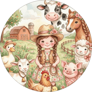 CAPA PAINEL REDONDO FAZENDINHA | TECIDO PREMIUM  | VÁRIOS MODELOS - 1.50X1.50M E 50X50CM