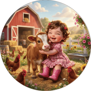 CAPA PAINEL REDONDO FAZENDINHA | TECIDO PREMIUM  | VÁRIOS MODELOS - 1.50X1.50M E 50X50CM