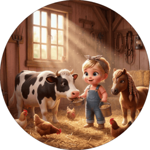 CAPA PAINEL REDONDO FAZENDINHA | TECIDO PREMIUM  | VÁRIOS MODELOS - 1.50X1.50M E 50X50CM