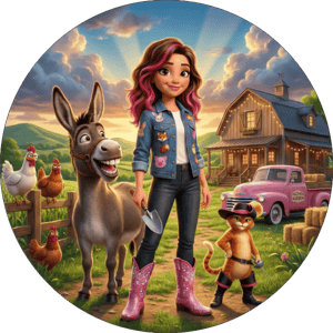 CAPA PAINEL REDONDO FAZENDINHA | TECIDO PREMIUM  | VÁRIOS MODELOS - 1.50X1.50M E 50X50CM