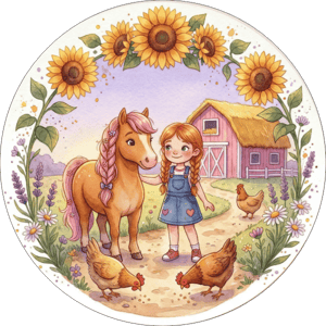 CAPA PAINEL REDONDO FAZENDINHA | TECIDO PREMIUM  | VÁRIOS MODELOS - 1.50X1.50M E 50X50CM