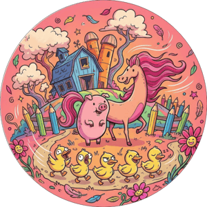 CAPA PAINEL REDONDO FAZENDINHA | TECIDO PREMIUM  | VÁRIOS MODELOS - 1.50X1.50M E 50X50CM