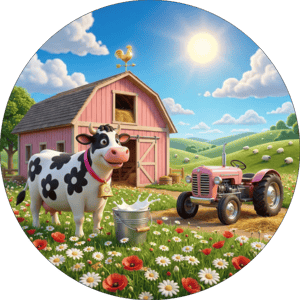 CAPA PAINEL REDONDO FAZENDINHA | TECIDO PREMIUM  | VÁRIOS MODELOS - 1.50X1.50M E 50X50CM