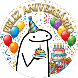 CAPA PAINEL REDONDO ANIVERSÁRIO FLORK | TECIDO PREMIUM  | VÁRIOS MODELOS - 1.50X1.50M E 50X50CM