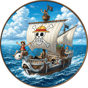 CAPA PAINEL REDONDO ANIME ONE PIECE | TECIDO PREMIUM  | VÁRIOS MODELOS - 1.50X1.50M E 50X50CM