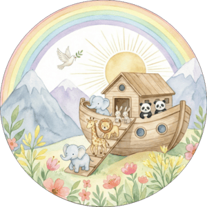 CAPA PAINEL REDONDO ARCA DE NOÉ | TECIDO PREMIUM  | VÁRIOS MODELOS - 1.50X1.50M E 50X50CM