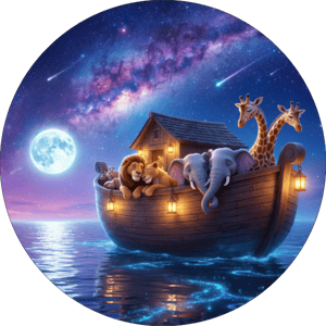 CAPA PAINEL REDONDO ARCA DE NOÉ | TECIDO PREMIUM  | VÁRIOS MODELOS - 1.50X1.50M E 50X50CM