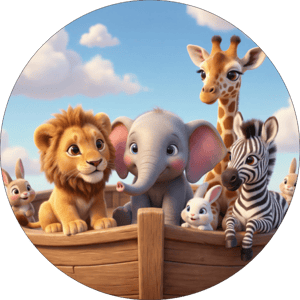 CAPA PAINEL REDONDO ARCA DE NOÉ | TECIDO PREMIUM  | VÁRIOS MODELOS - 1.50X1.50M E 50X50CM