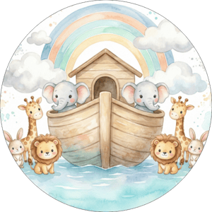 CAPA PAINEL REDONDO ARCA DE NOÉ | TECIDO PREMIUM  | VÁRIOS MODELOS - 1.50X1.50M E 50X50CM