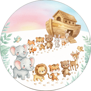 CAPA PAINEL REDONDO ARCA DE NOÉ | TECIDO PREMIUM  | VÁRIOS MODELOS - 1.50X1.50M E 50X50CM