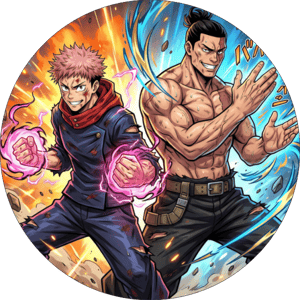 CAPA PAINEL REDONDO ANIME JUJUTSU KAISEN | TECIDO PREMIUM  | VÁRIOS MODELOS - 1.50X1.50M E 50X50CM