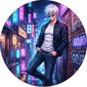 CAPA PAINEL REDONDO ANIME JUJUTSU KAISEN | TECIDO PREMIUM  | VÁRIOS MODELOS - 1.50X1.50M E 50X50CM